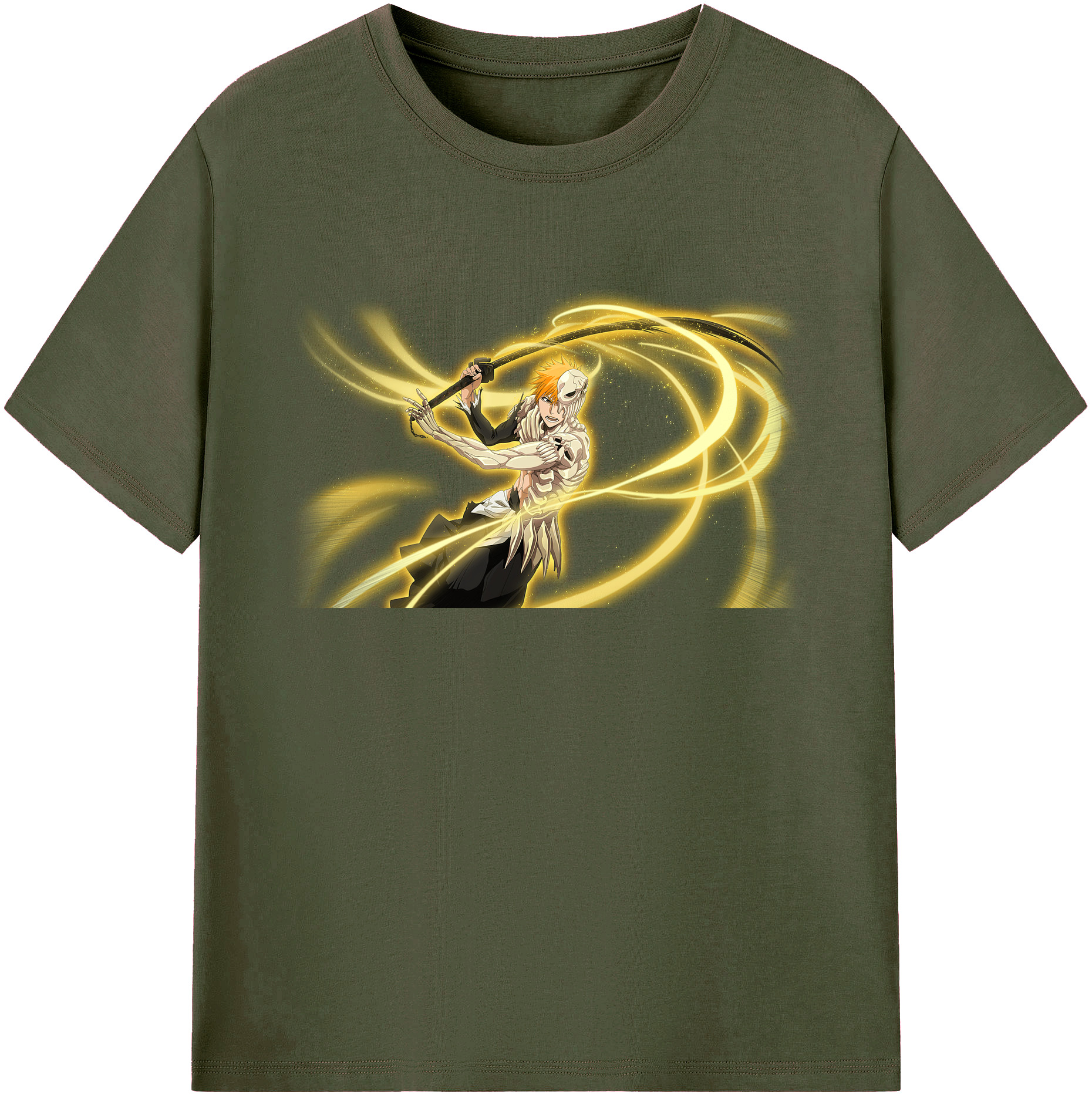 （画像用） ブリーチ 黒崎一護（くろさき いちご）BLEACH Kurosaki Ichigo 綿100％ メンズ半袖Tシャツ｜肌触りやわらか＆通気性